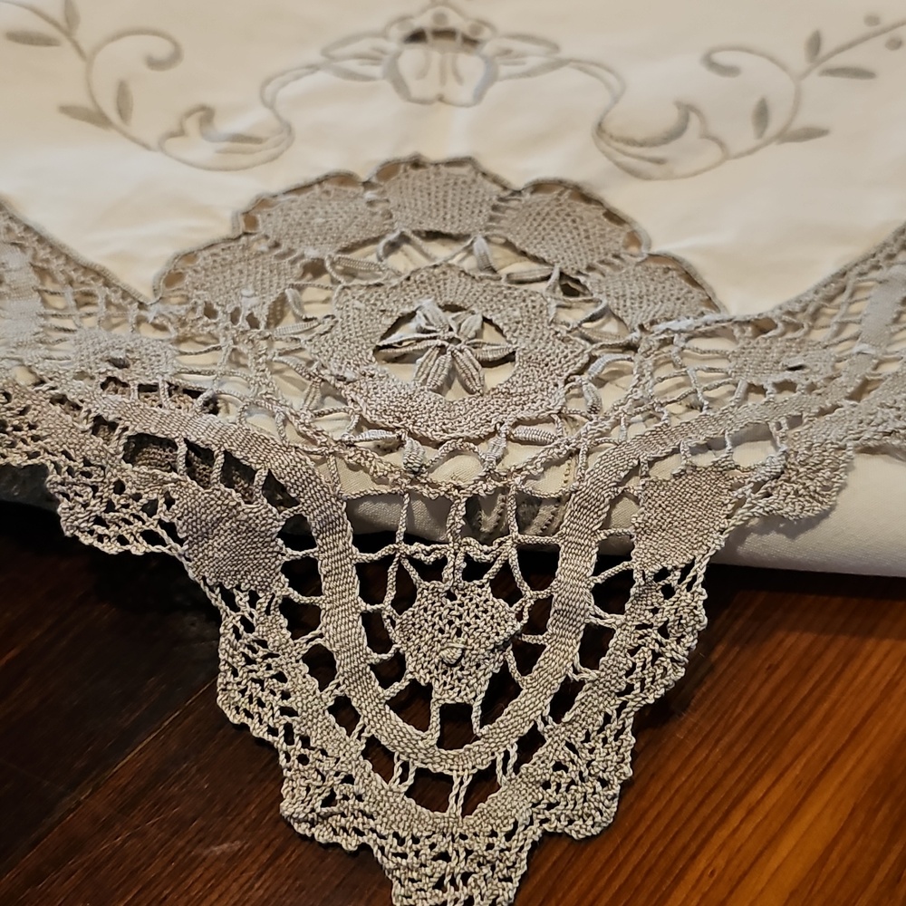 Vintage Handmade Embroidered Tablecloth